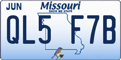 MO license plate QL5F7B