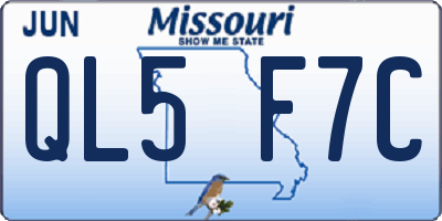 MO license plate QL5F7C