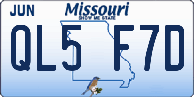 MO license plate QL5F7D