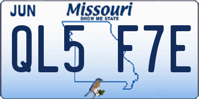 MO license plate QL5F7E