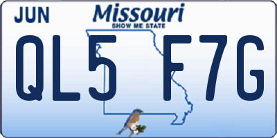 MO license plate QL5F7G