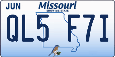 MO license plate QL5F7I
