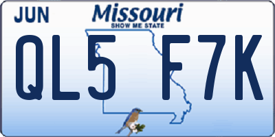 MO license plate QL5F7K