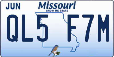 MO license plate QL5F7M