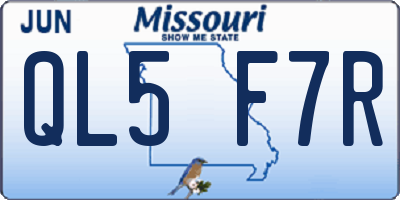 MO license plate QL5F7R