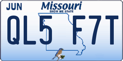 MO license plate QL5F7T