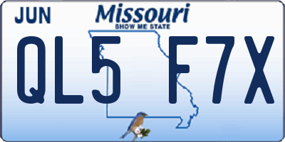 MO license plate QL5F7X