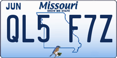 MO license plate QL5F7Z