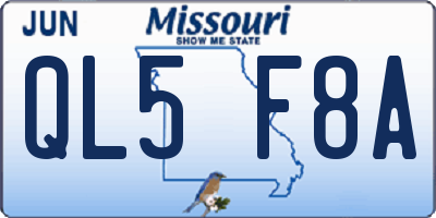 MO license plate QL5F8A