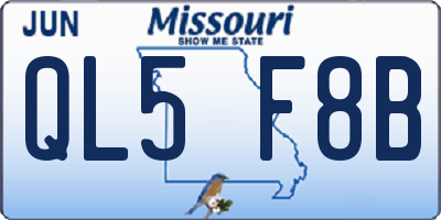 MO license plate QL5F8B