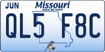 MO license plate QL5F8C