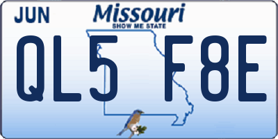 MO license plate QL5F8E