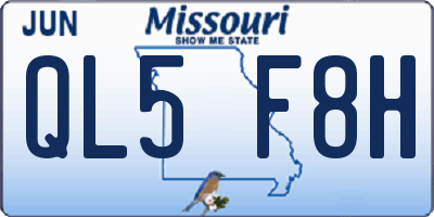 MO license plate QL5F8H