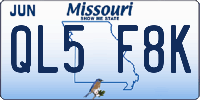 MO license plate QL5F8K