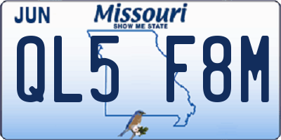MO license plate QL5F8M