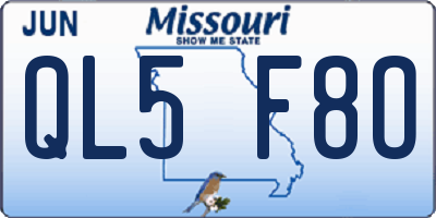 MO license plate QL5F8O