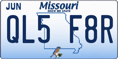 MO license plate QL5F8R
