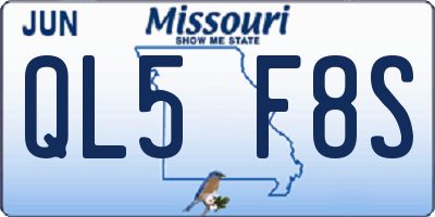MO license plate QL5F8S