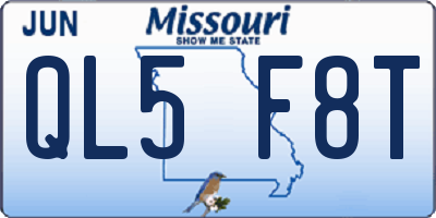 MO license plate QL5F8T