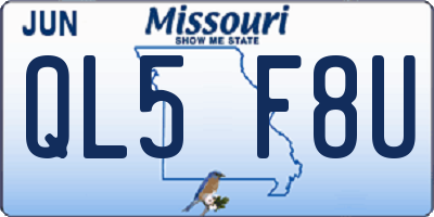 MO license plate QL5F8U