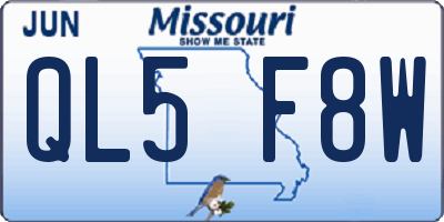 MO license plate QL5F8W