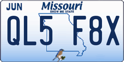 MO license plate QL5F8X