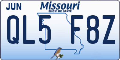 MO license plate QL5F8Z