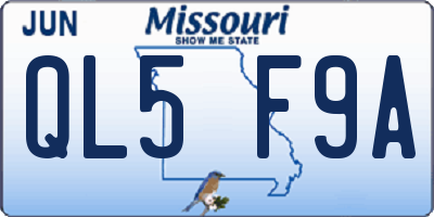 MO license plate QL5F9A