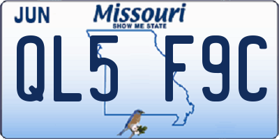 MO license plate QL5F9C