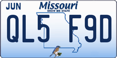 MO license plate QL5F9D