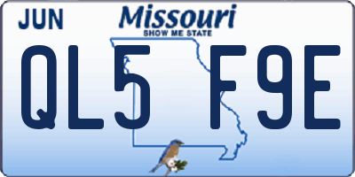 MO license plate QL5F9E