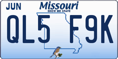 MO license plate QL5F9K