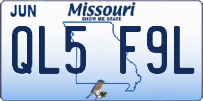 MO license plate QL5F9L