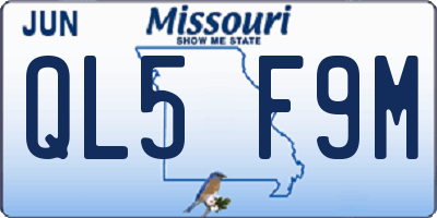 MO license plate QL5F9M