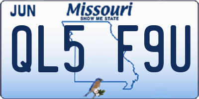MO license plate QL5F9U