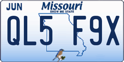 MO license plate QL5F9X