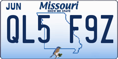 MO license plate QL5F9Z