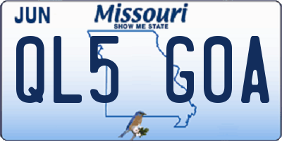 MO license plate QL5G0A