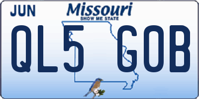 MO license plate QL5G0B