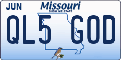 MO license plate QL5G0D