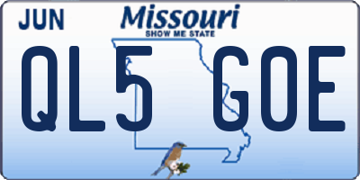 MO license plate QL5G0E
