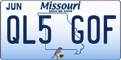 MO license plate QL5G0F