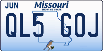 MO license plate QL5G0J