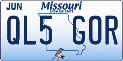 MO license plate QL5G0R