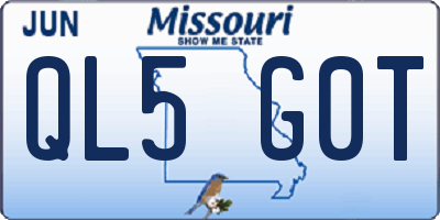 MO license plate QL5G0T