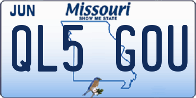 MO license plate QL5G0U