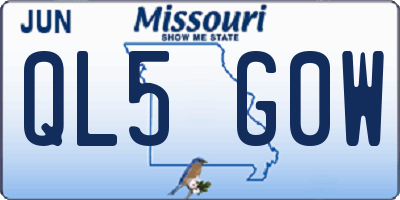 MO license plate QL5G0W