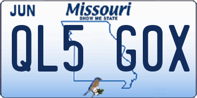 MO license plate QL5G0X