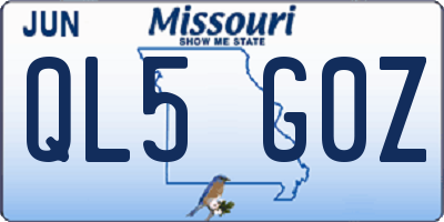 MO license plate QL5G0Z