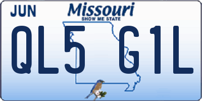 MO license plate QL5G1L